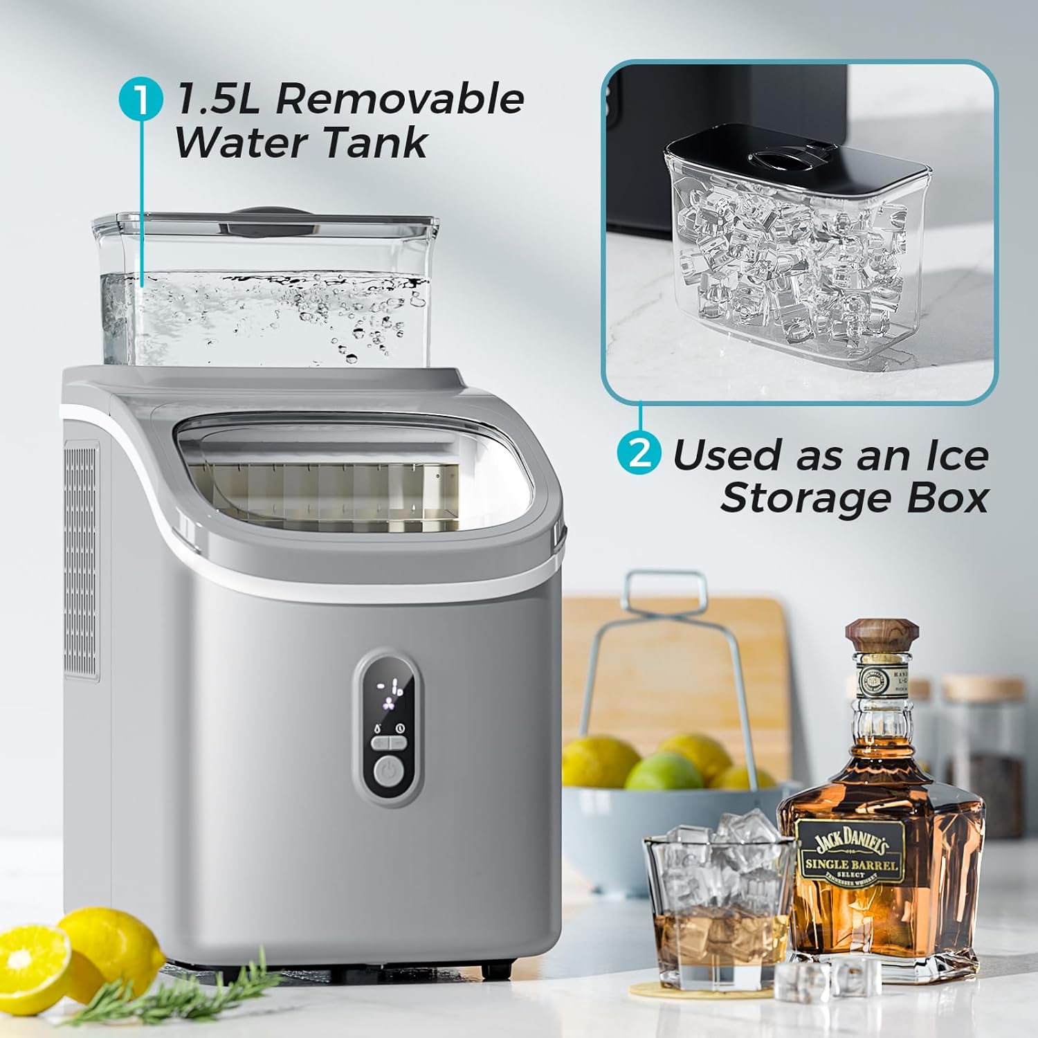 Kismile Ice Maker Countertop, Portable Ice Cube Maker Machine Z5813AF