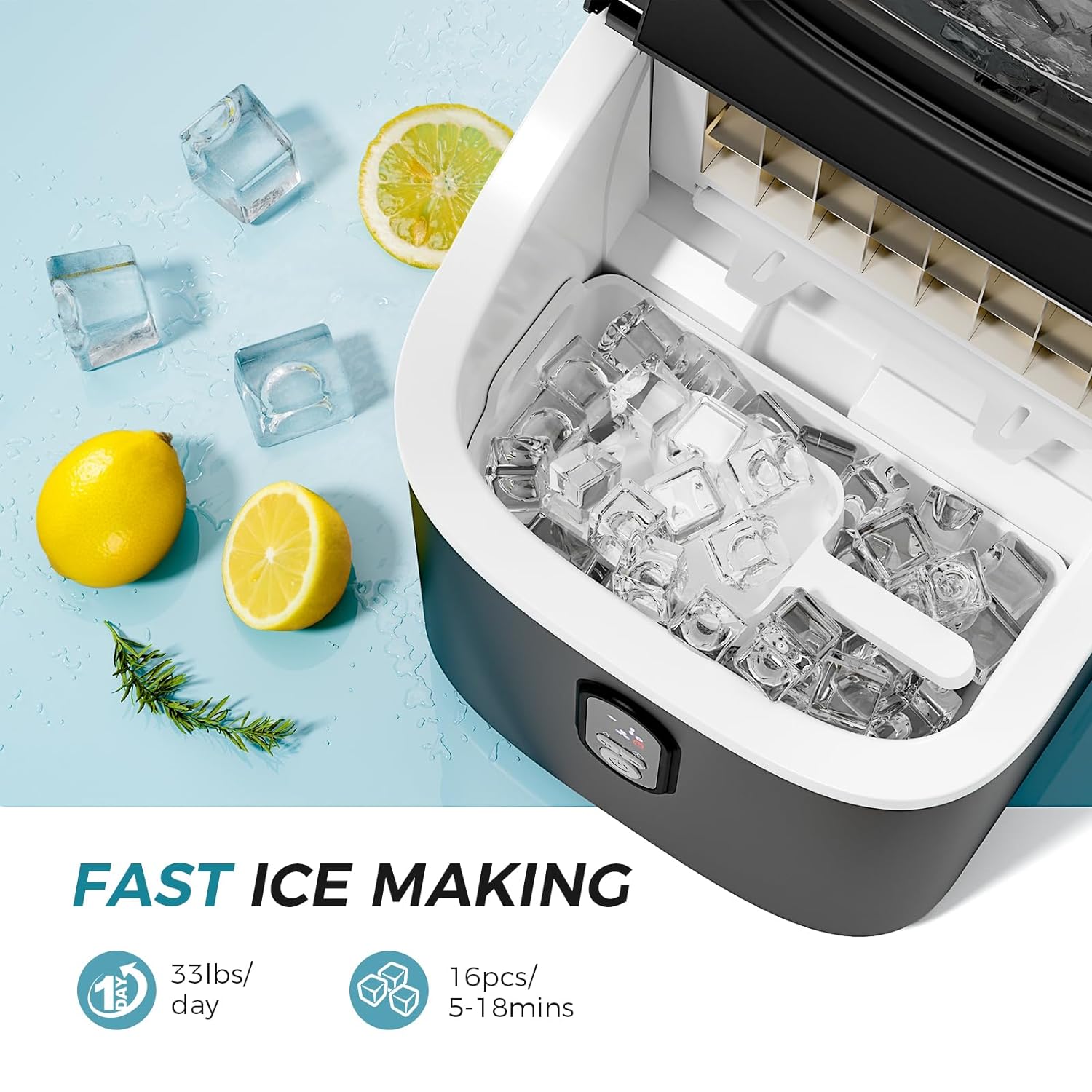 Kismile Ice Maker Countertop, Portable Ice Cube Maker Machine Z5813AF