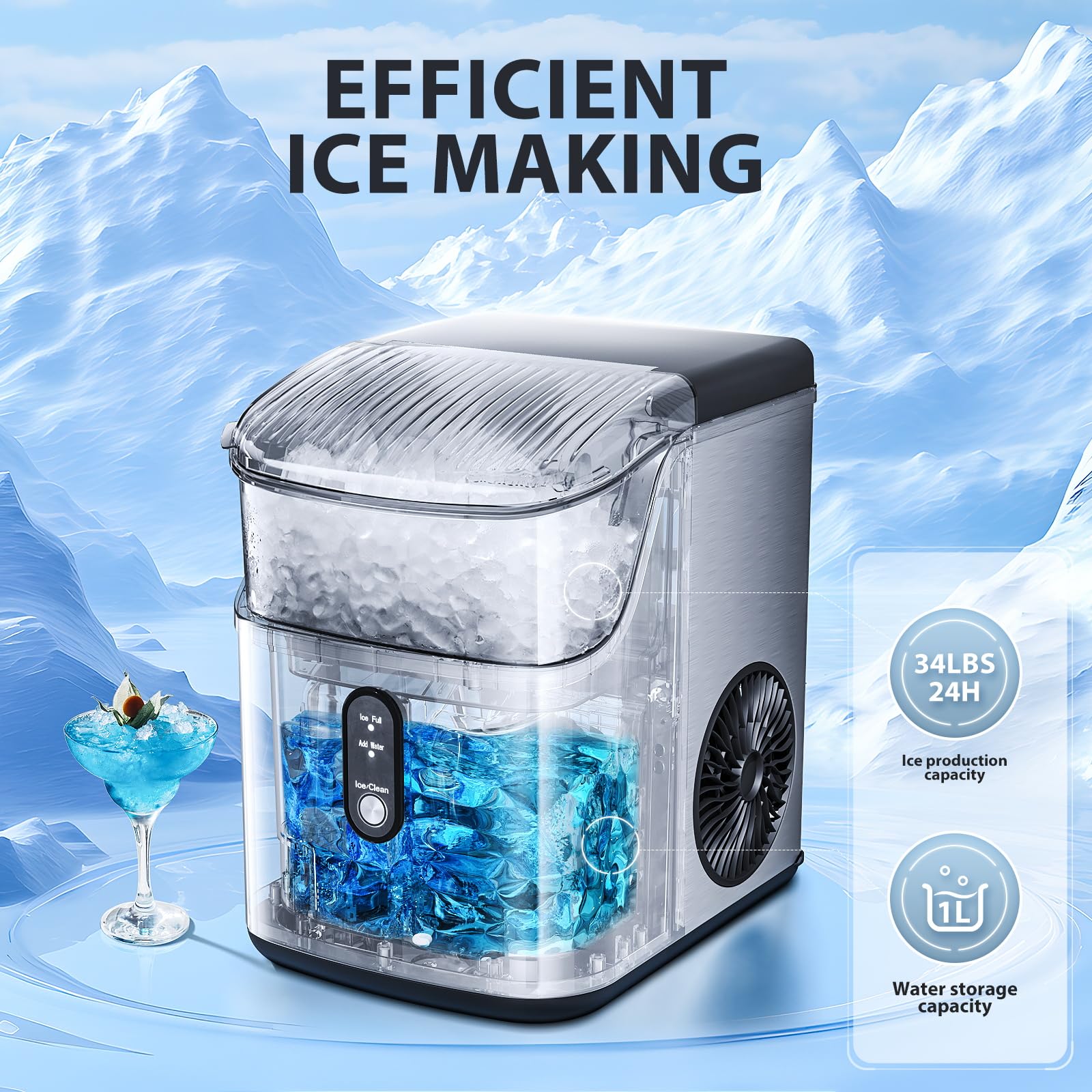 Kismile Nugget Countertop Ice Maker Z5815NB