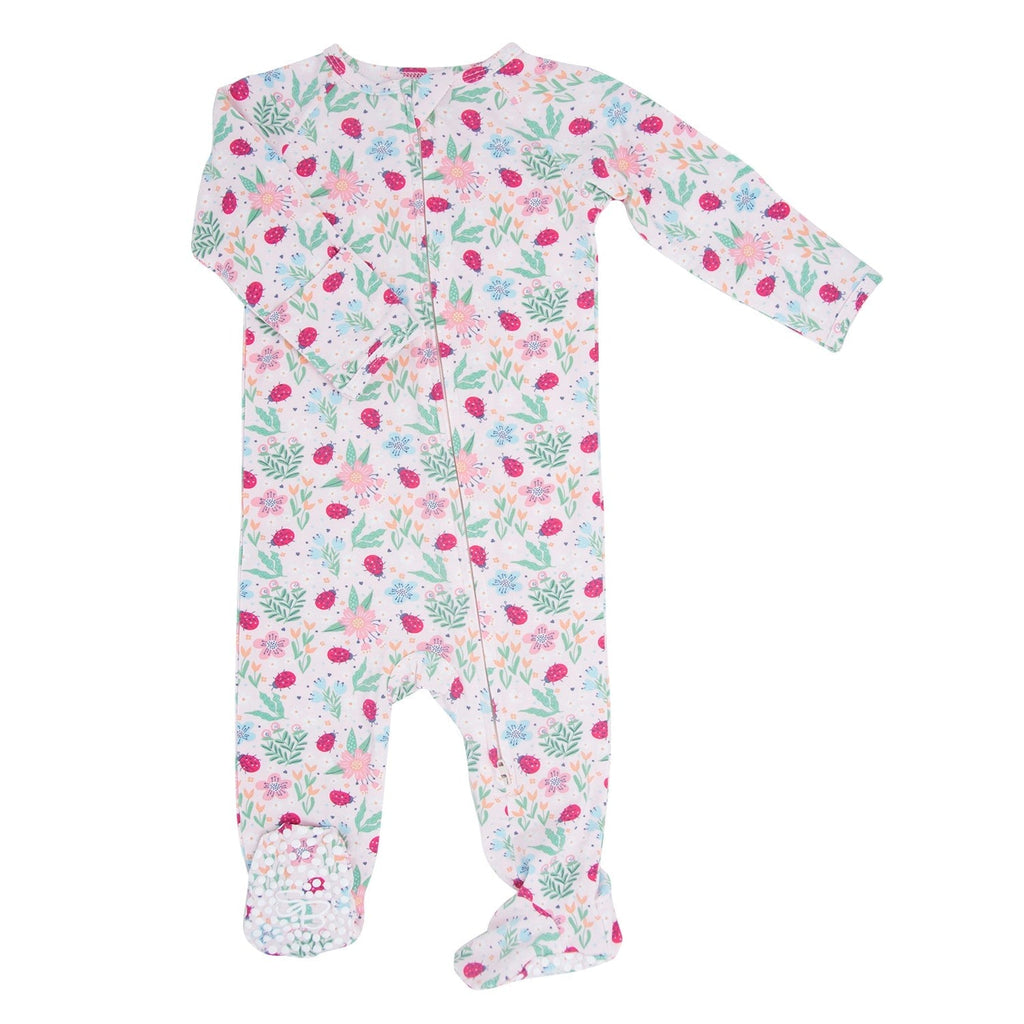 Ladybug Flower Garden Zipper Footie