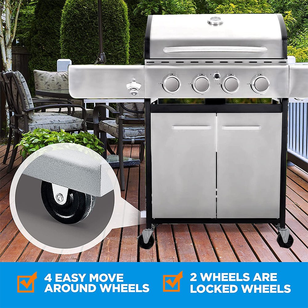 Large Outdoor BBQ Stainless Steel Propane Gas Grill With 4 Burners, 42K BTU (93564712)