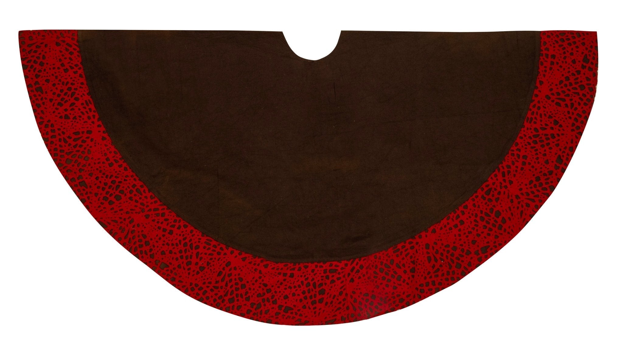 Hand Felted Wool Precision-cut Border Chocolate and Red Christmas Tree Skirt- 60" Arcadia Home