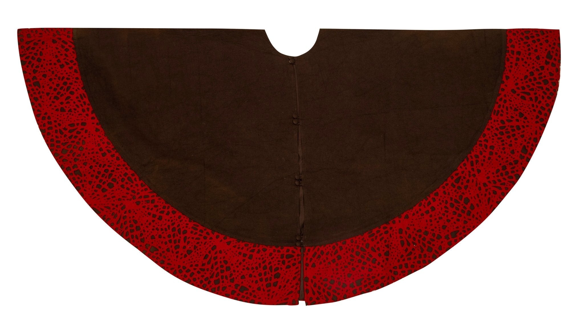 Hand Felted Wool Precision-cut Border Chocolate and Red Christmas Tree Skirt- 60" Arcadia Home