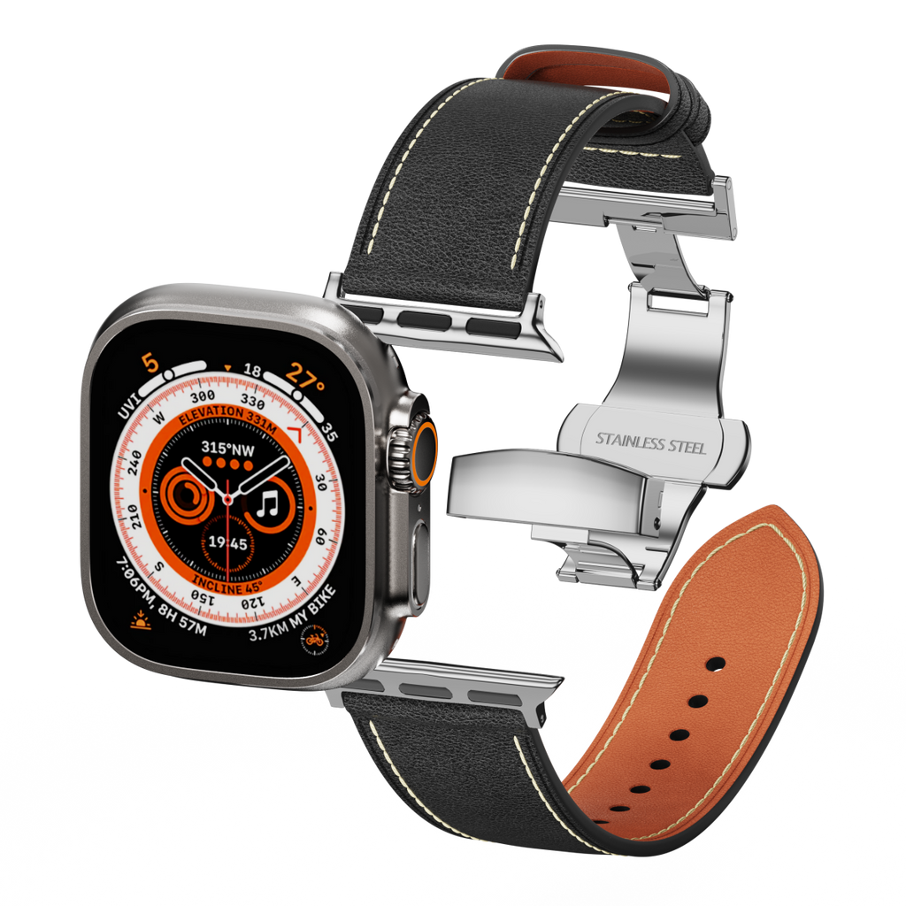 Affordable Genuine Leather Butterfly Buckle Band for Apple Watch