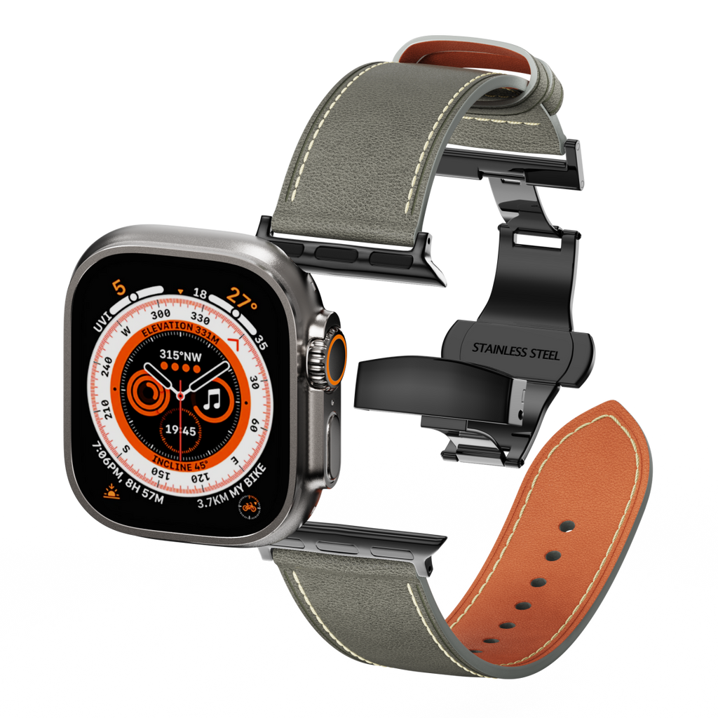 Leather Butterfly Band – Ideal Gift for Apple Watch Users – Soft Genuine Leather, Multiple Colors ⚫️ Sleek Black Buckle