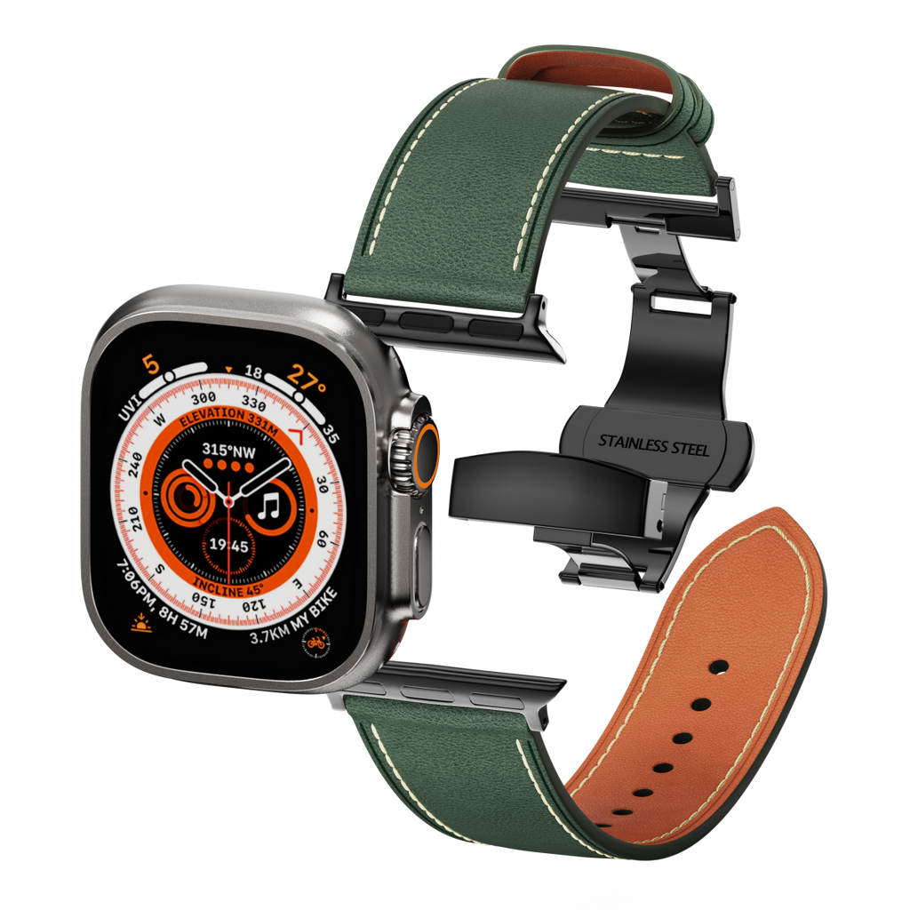 Leather Butterfly Band – Ideal Gift for Apple Watch Users – Soft Genuine Leather, Multiple Colors ⚫️ Sleek Black Buckle