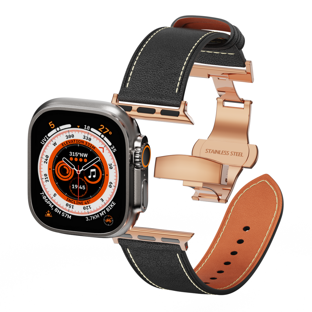 Affordable Genuine Leather Butterfly Buckle Band for Apple Watch