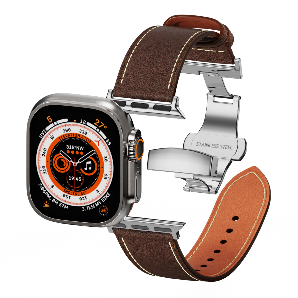 Affordable Genuine Leather Butterfly Buckle Band for Apple Watch