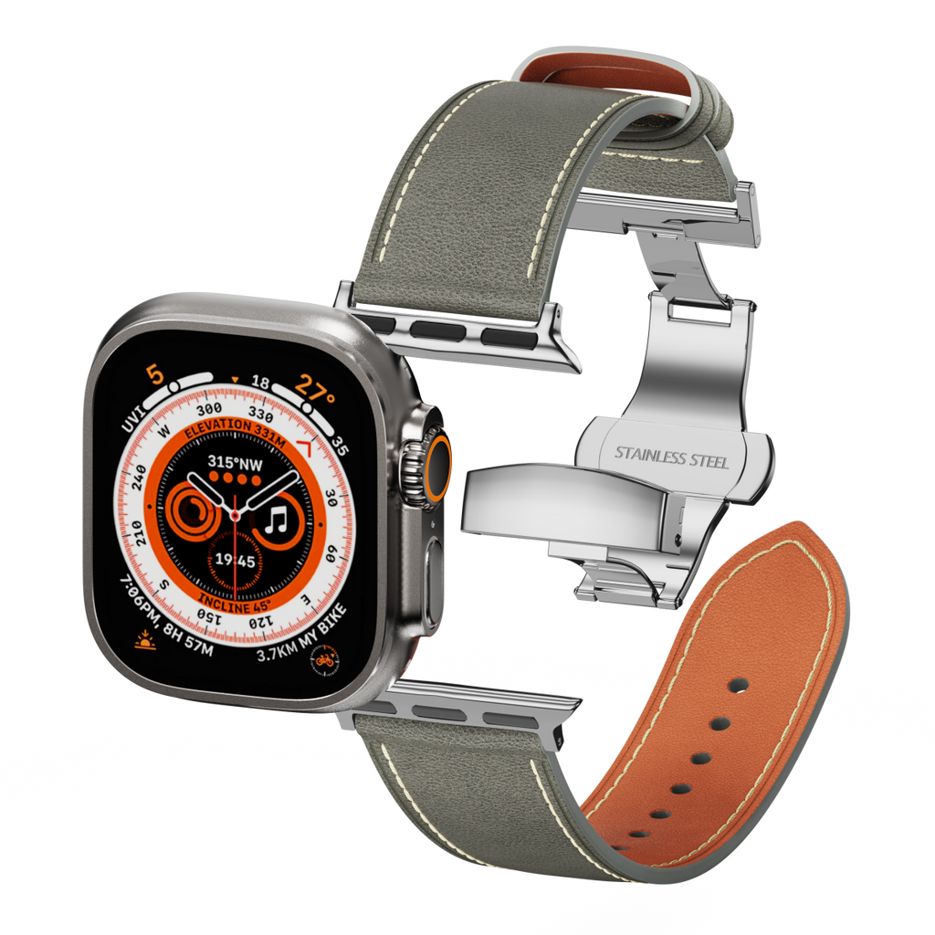 Affordable Genuine Leather Butterfly Buckle Band for Apple Watch