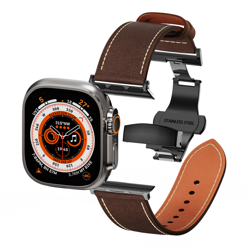 Leather Butterfly Band – Ideal Gift for Apple Watch Users – Soft Genuine Leather, Multiple Colors ⚫️ Sleek Black Buckle