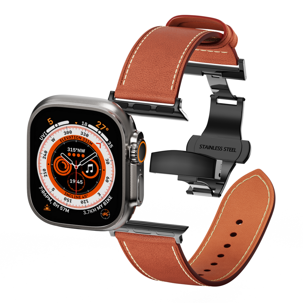 Leather Butterfly Band – Ideal Gift for Apple Watch Users – Soft Genuine Leather, Multiple Colors ⚫️ Sleek Black Buckle