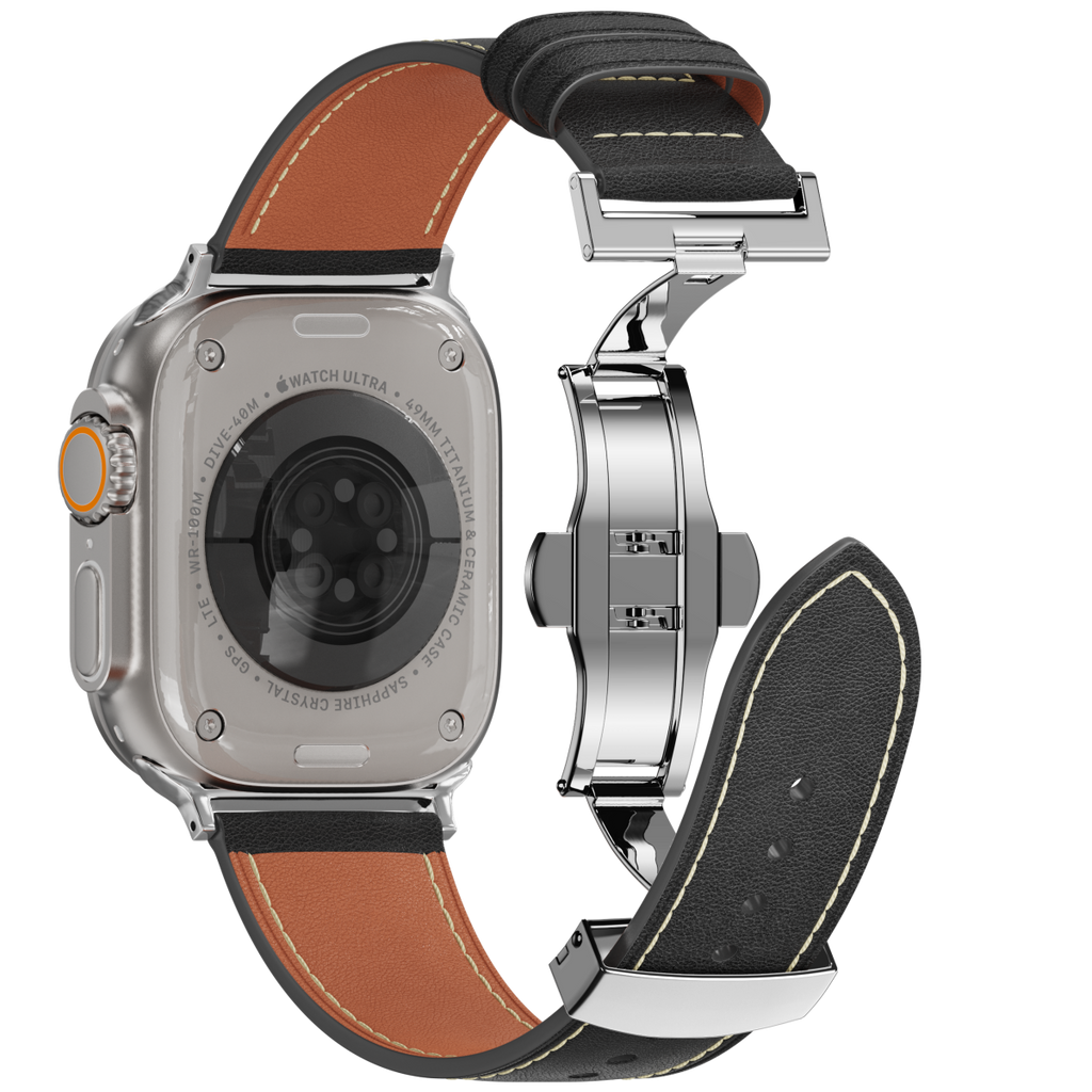 Affordable Genuine Leather Butterfly Buckle Band for Apple Watch