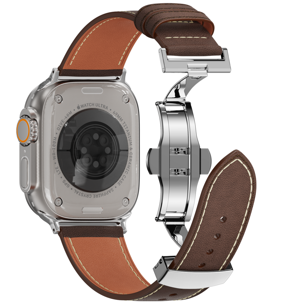 Affordable Genuine Leather Butterfly Buckle Band for Apple Watch