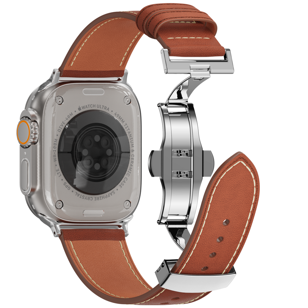 Affordable Genuine Leather Butterfly Buckle Band for Apple Watch