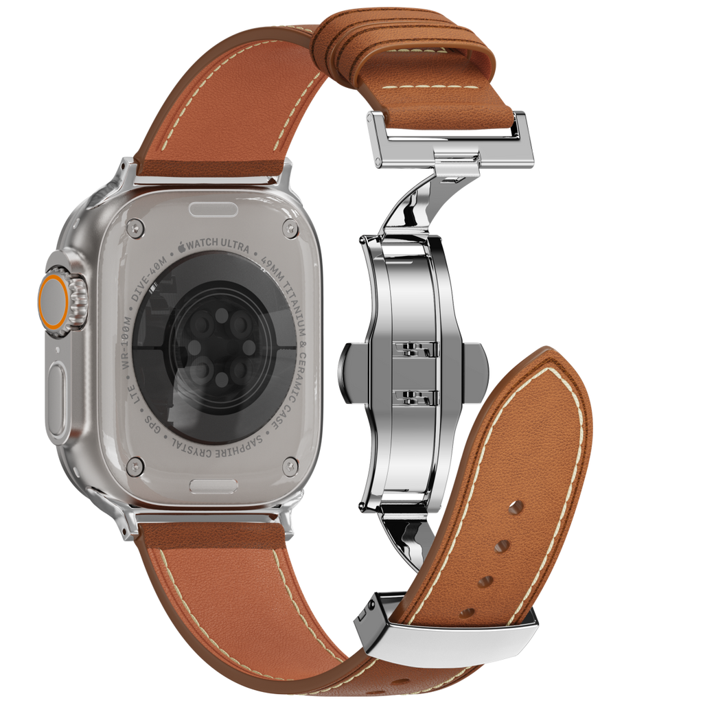 Affordable Genuine Leather Butterfly Buckle Band for Apple Watch