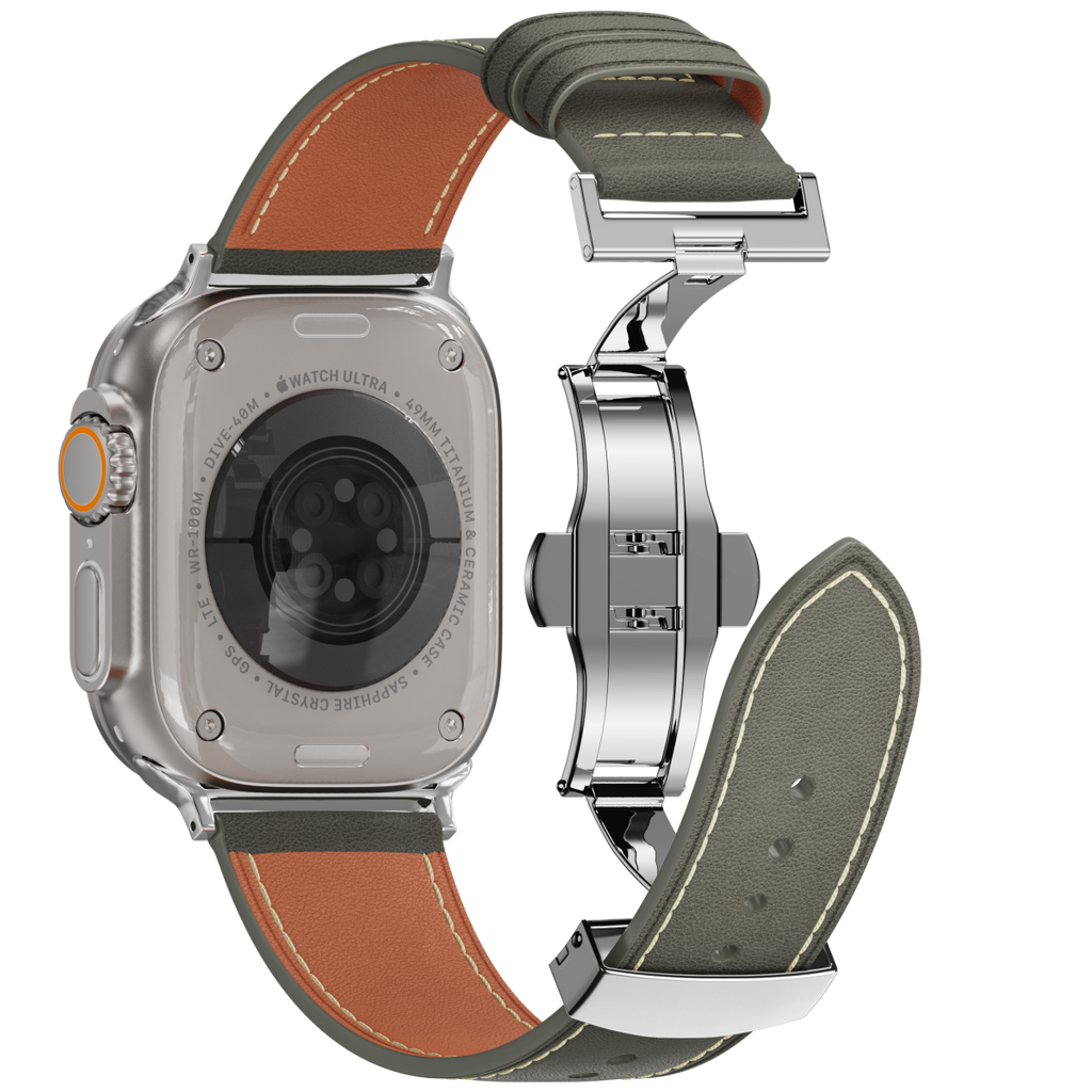 Affordable Genuine Leather Butterfly Buckle Band for Apple Watch