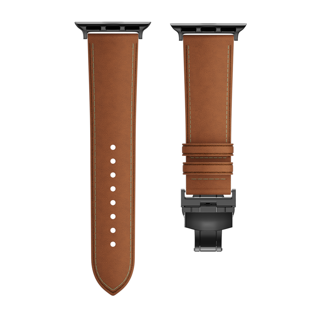 Leather Butterfly Band – Ideal Gift for Apple Watch Users – Soft Genuine Leather, Multiple Colors ⚫️ Sleek Black Buckle