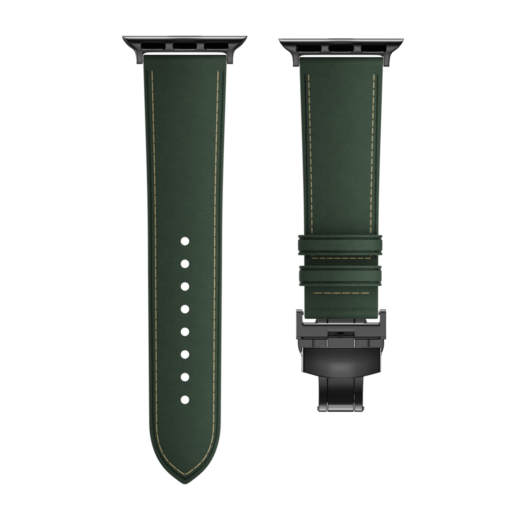 Leather Butterfly Band – Ideal Gift for Apple Watch Users – Soft Genuine Leather, Multiple Colors ⚫️ Sleek Black Buckle