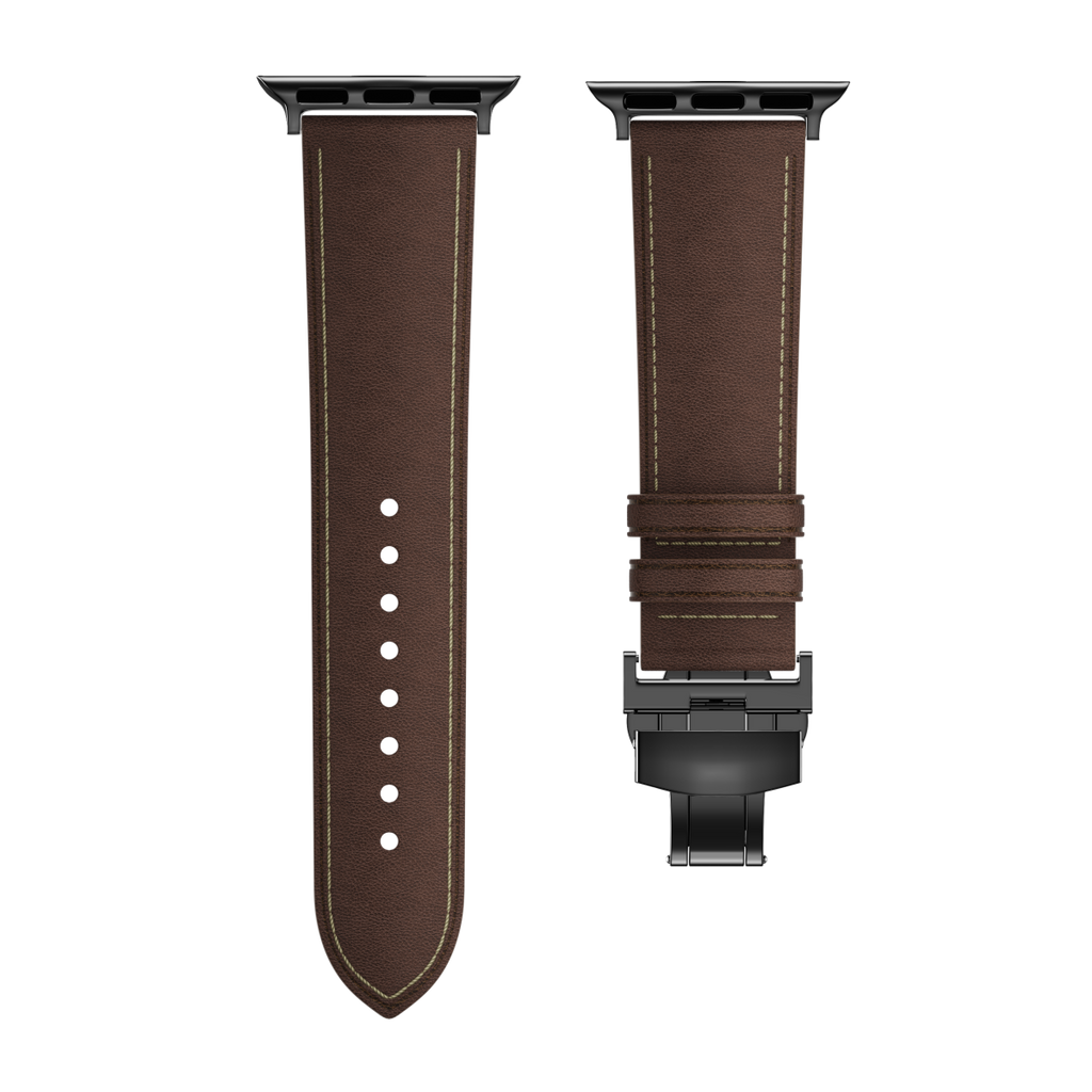 Leather Butterfly Band – Ideal Gift for Apple Watch Users – Soft Genuine Leather, Multiple Colors ⚫️ Sleek Black Buckle