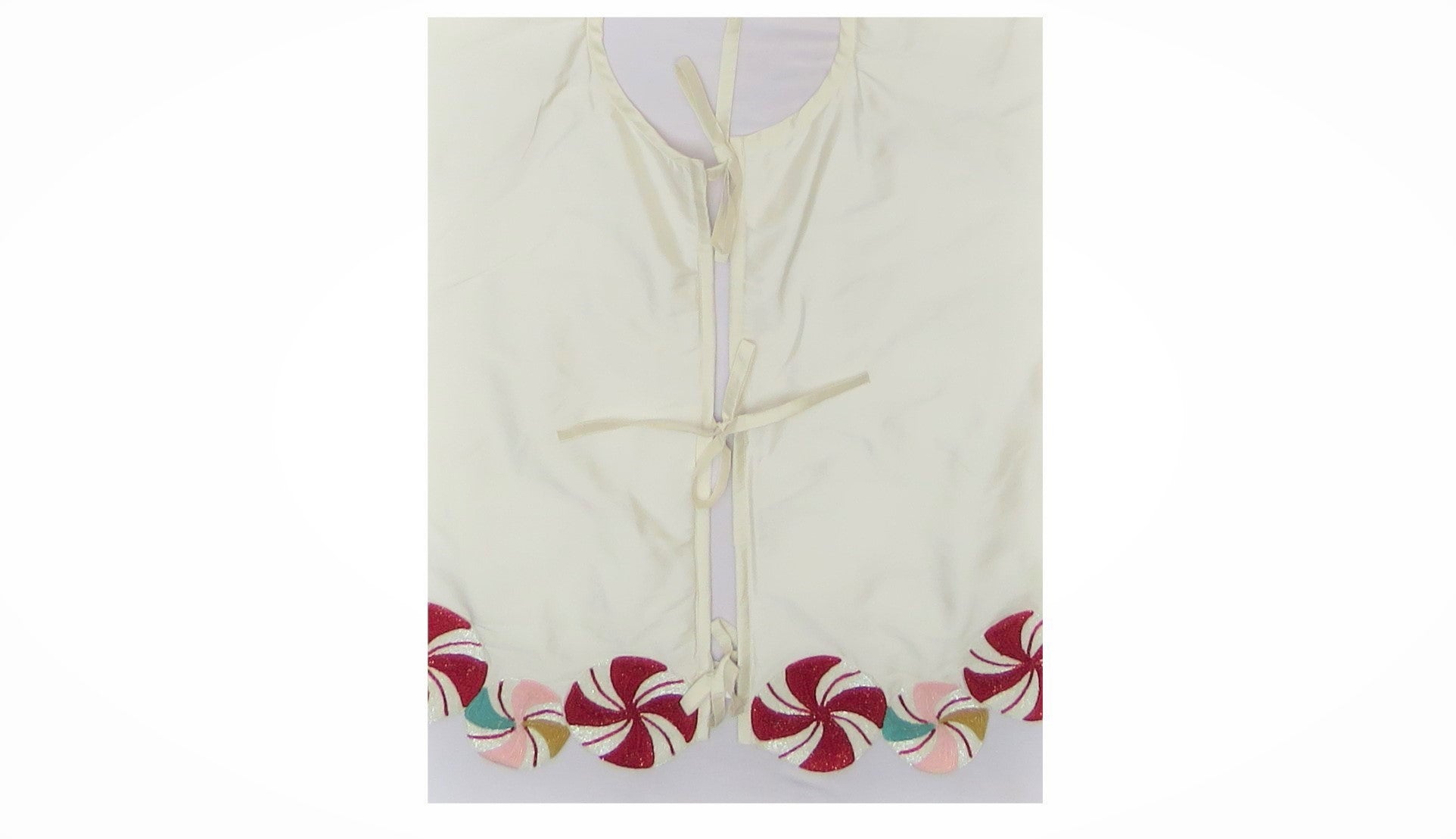 LIMITED EDITION Candy Swirl Hand Beaded Christmas Tree Skirt Arcadia Home