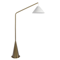Lisbon Black Floor Lamp with On/Off Switch Coned Base Hanging White Fabric Shade