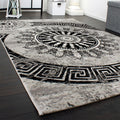 Living Room Rug, Mandala Design, Short-Pile With Oriental Pattern And Marble Look