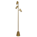 Lumina Brassed Gold Floor Lamp with Rotary Switch Triple Spots Metal Cone Base