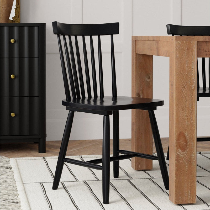Lyra Set of 2 Windsor Chairs, Black