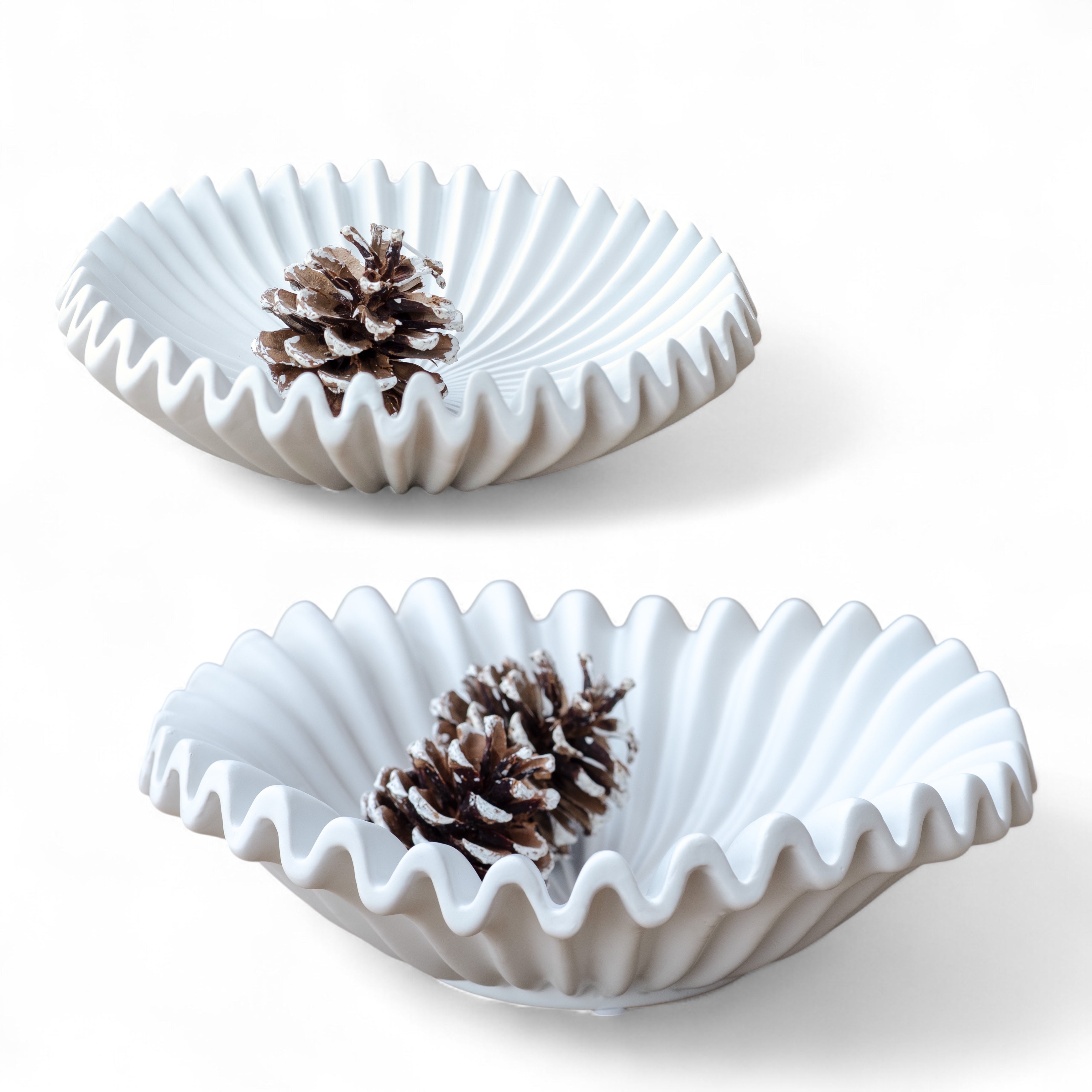 Matte White Ripple Ceramic Decorative Dish | 2 Sizes