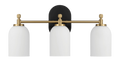 Meadows Three Lights Vanity Brushed Gold Bathroom Wall Light for Bathroom Over Mirror 20.5"W × 10.125"H × 5.5"E with White Frosted Glass