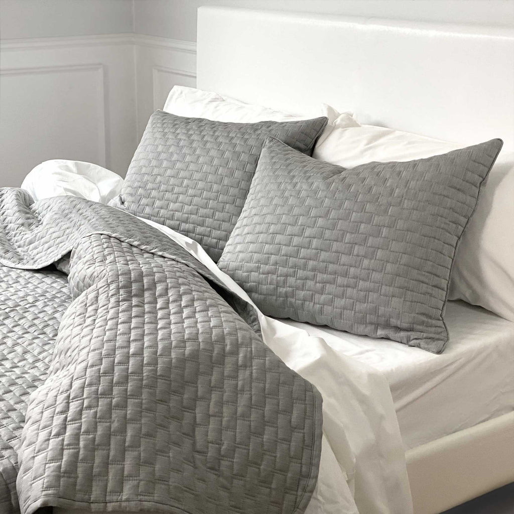 Bamboo Cotton Quilted Coverlet, Twin - Silver