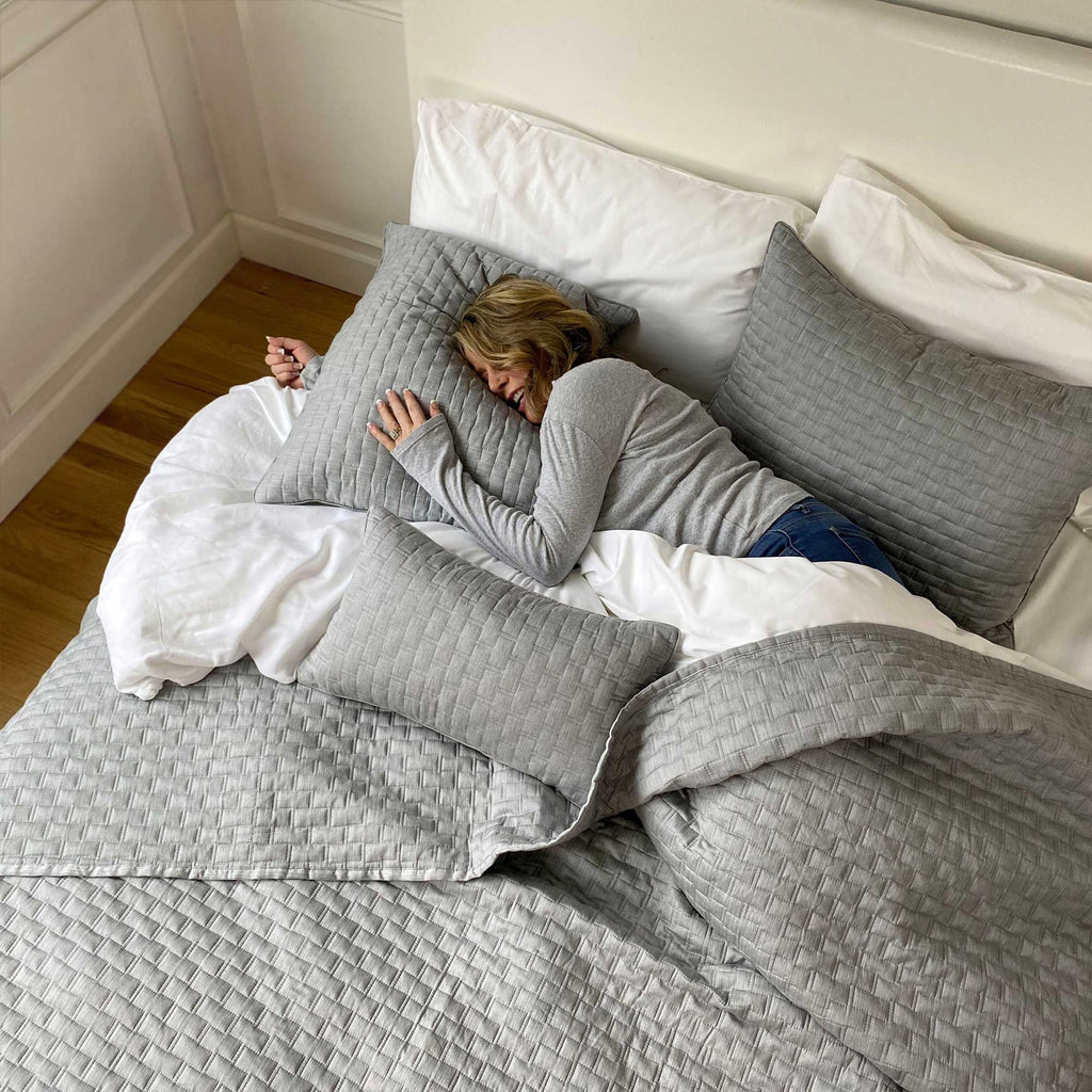 Bamboo Cotton Quilted Coverlet, Twin - Silver