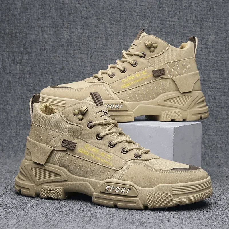 Men Work Boots  Type Dirt Resistant Anti Slip Work Trend Shoes Thick Soles Outdoor Hiking Snow Boots Wear-Resistant Fashion