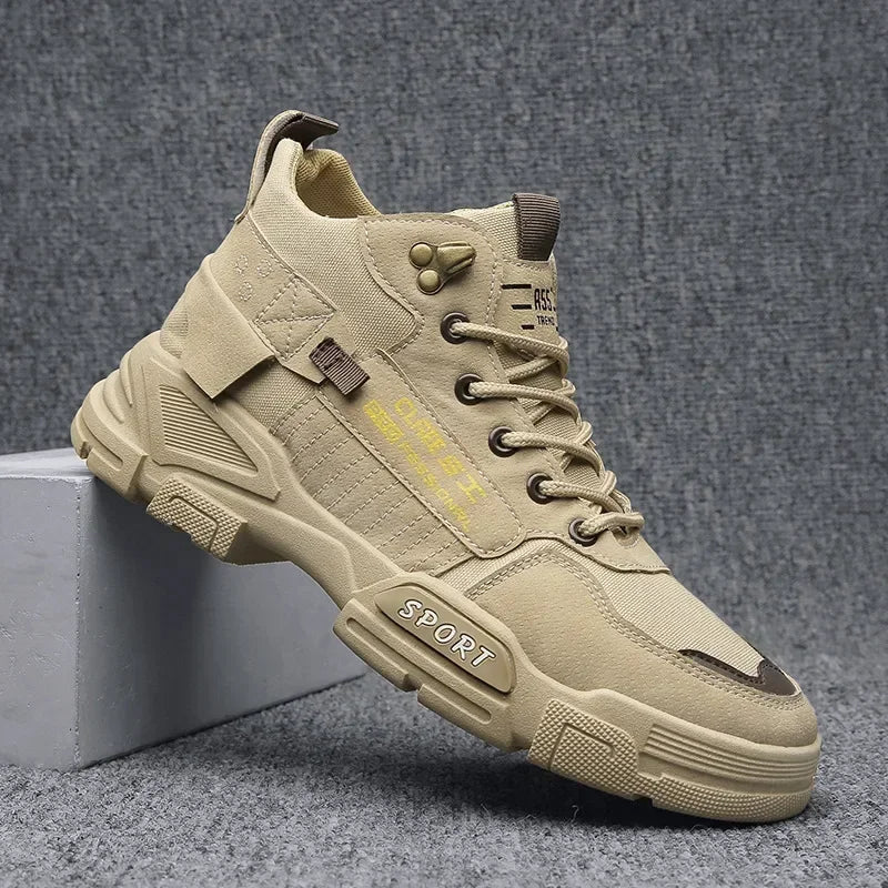Men Work Boots  Type Dirt Resistant Anti Slip Work Trend Shoes Thick Soles Outdoor Hiking Snow Boots Wear-Resistant Fashion