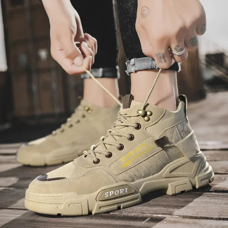Men Work Boots  Type Dirt Resistant Anti Slip Work Trend Shoes Thick Soles Outdoor Hiking Snow Boots Wear-Resistant Fashion