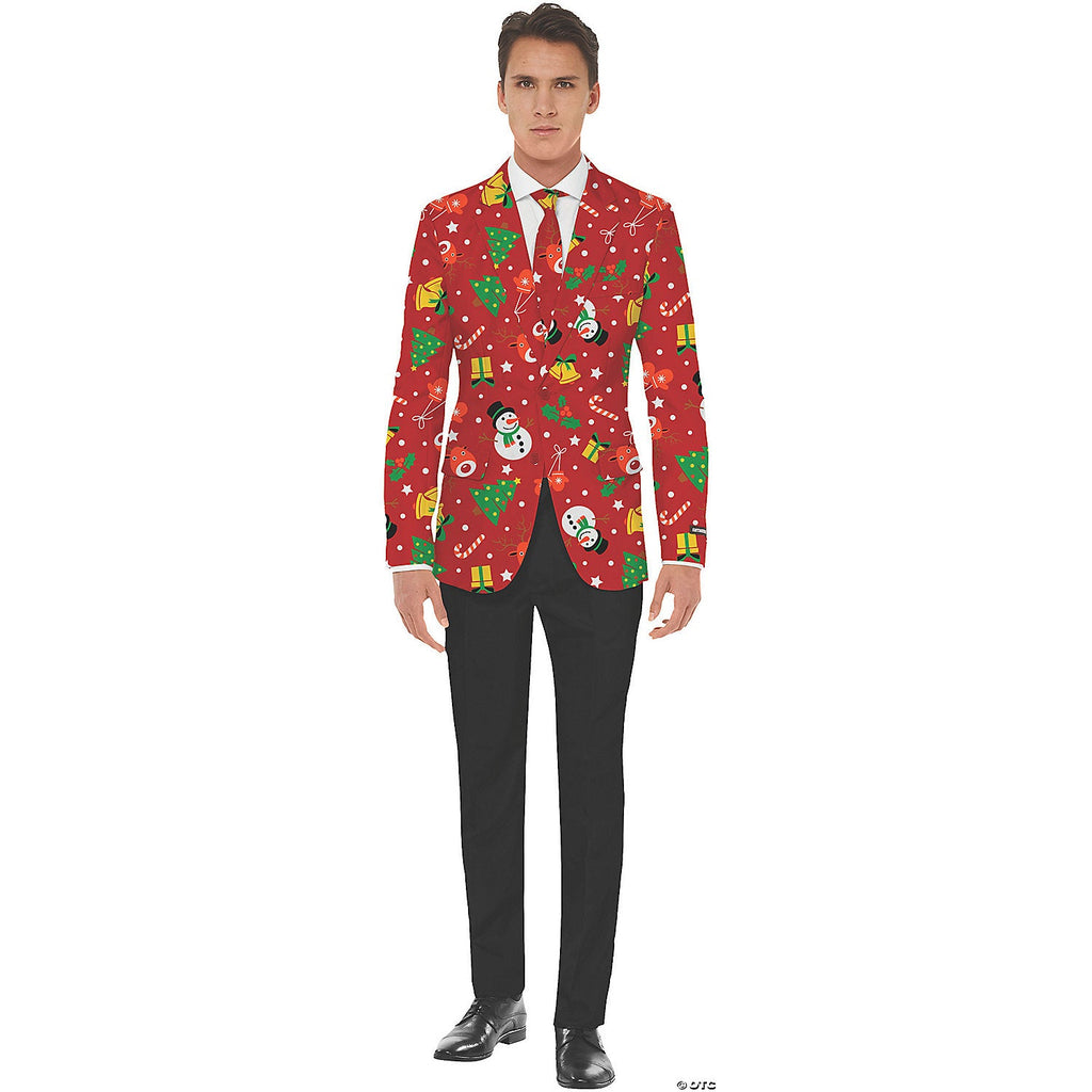 Men's Red Icon Christmas Jacket & Tie - XL