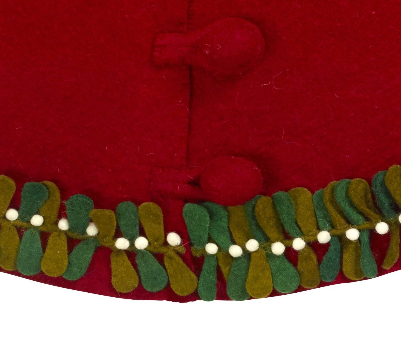 Handmade Mistletoe Border Red Mini Christmas Tree Skirt - 26" Arcadia Home