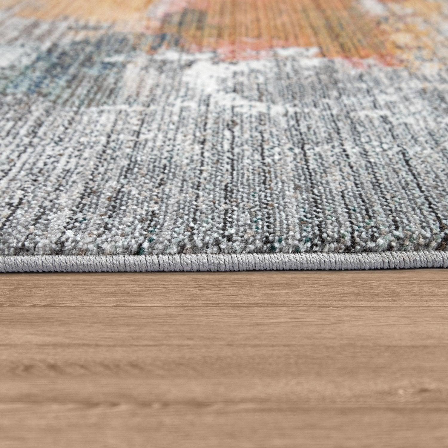 Modern Area Rug Colorful Abstract Design with 3D Effect