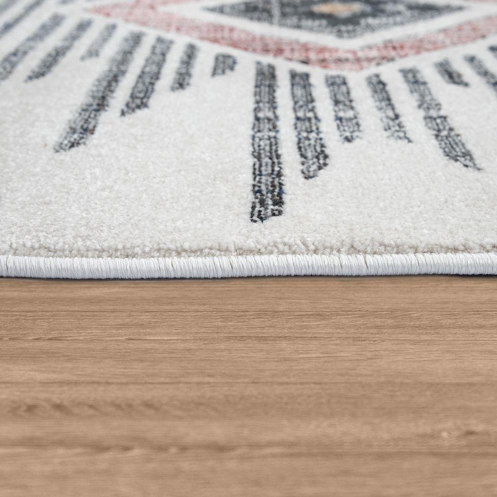 Modern Area Rug Ethnic Design with colorful Pattern in Cream