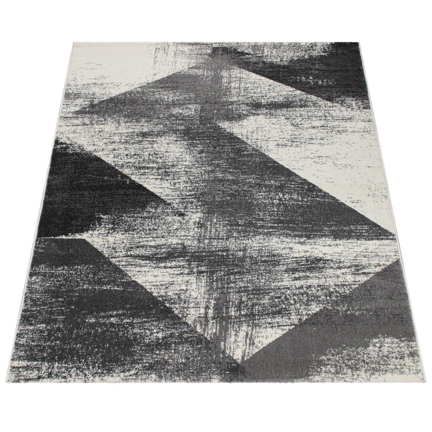 Modern Area Rug Mero Abstract Design - Black and White