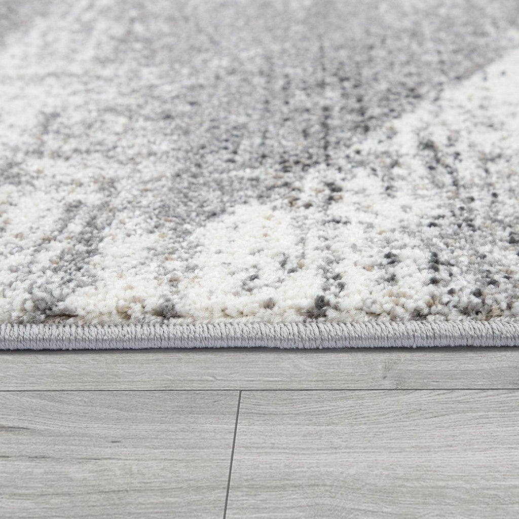 Modern Area Rug Mero Abstract Design - Grey White Brown