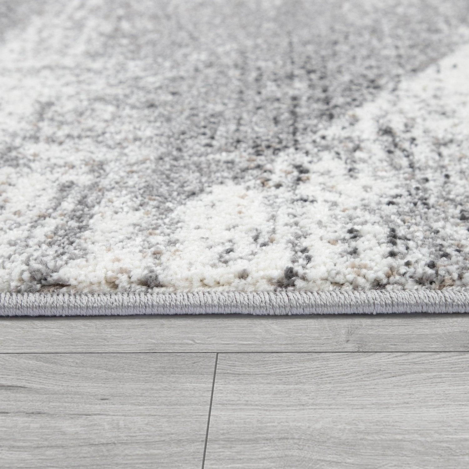 Modern Area Rug Mero Abstract Design - Grey White Brown