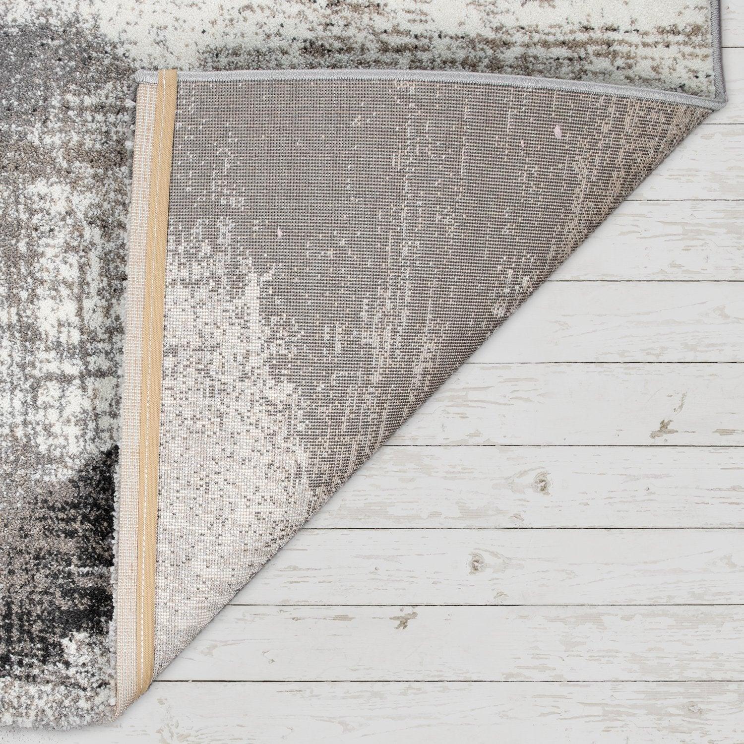 Modern Area Rug Mero Abstract Design - Grey White Brown