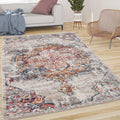 Modern Vintage Rug Oriental Look Abstract Beige Grey Orange