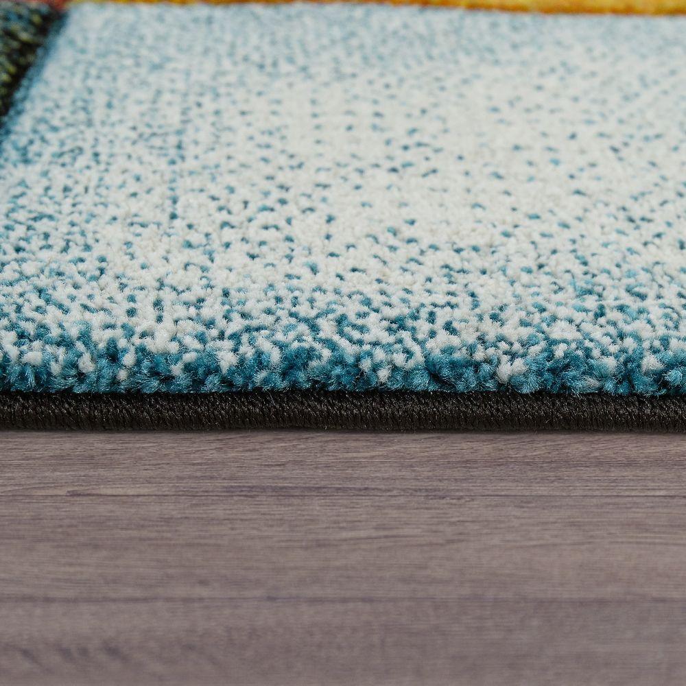 Colorful Area Rug Smaragd Checkered with Geometric Squares