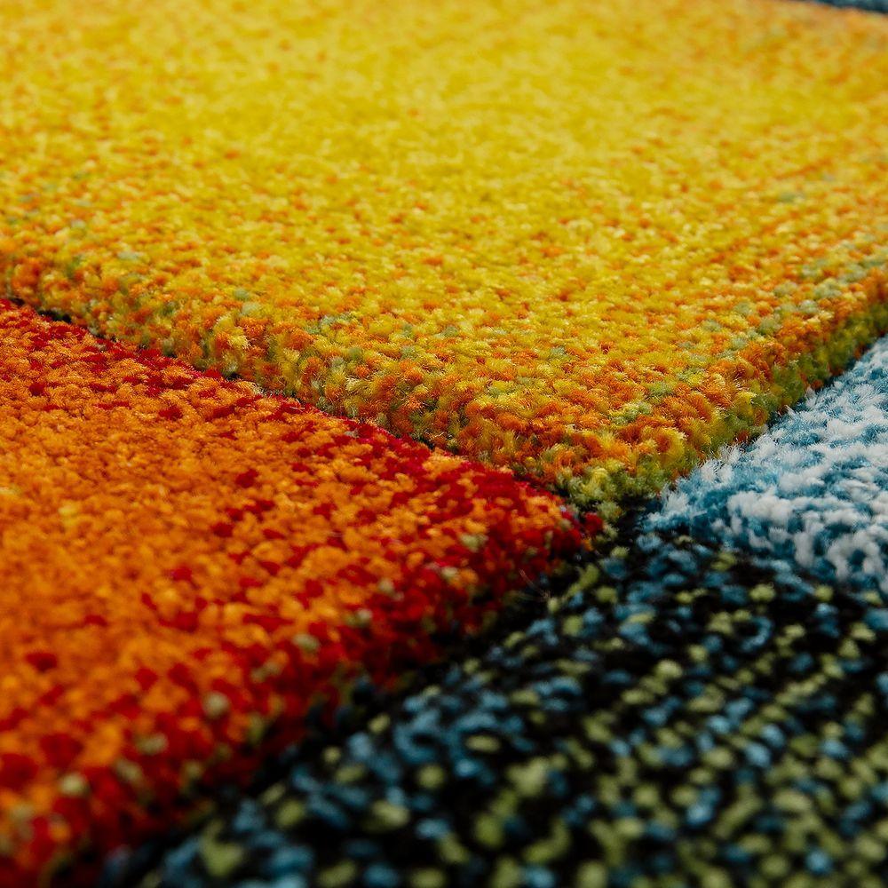 Colorful Area Rug Smaragd Checkered with Geometric Squares