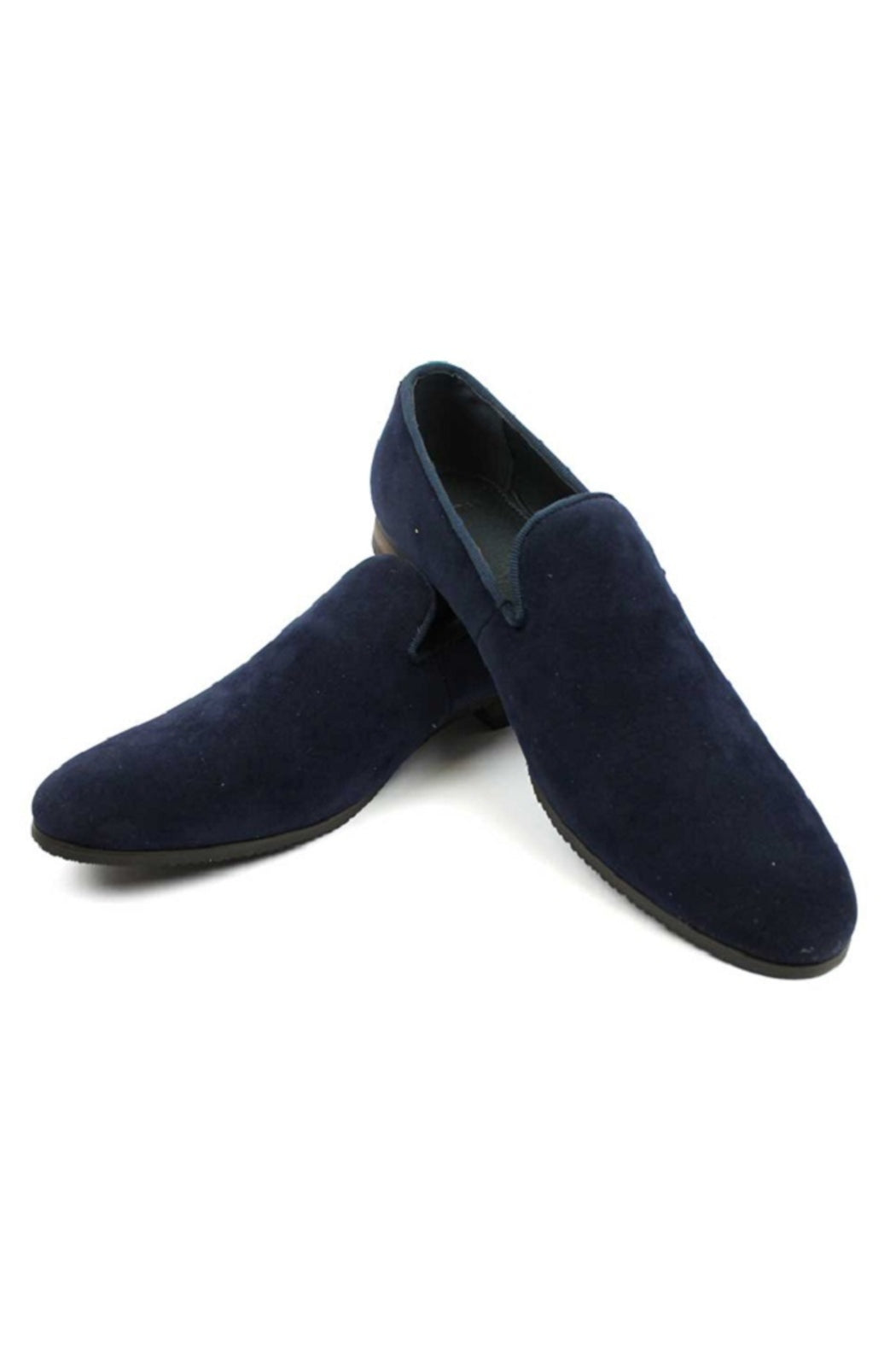 Navy Blue Suede Slip On Dress Shoes