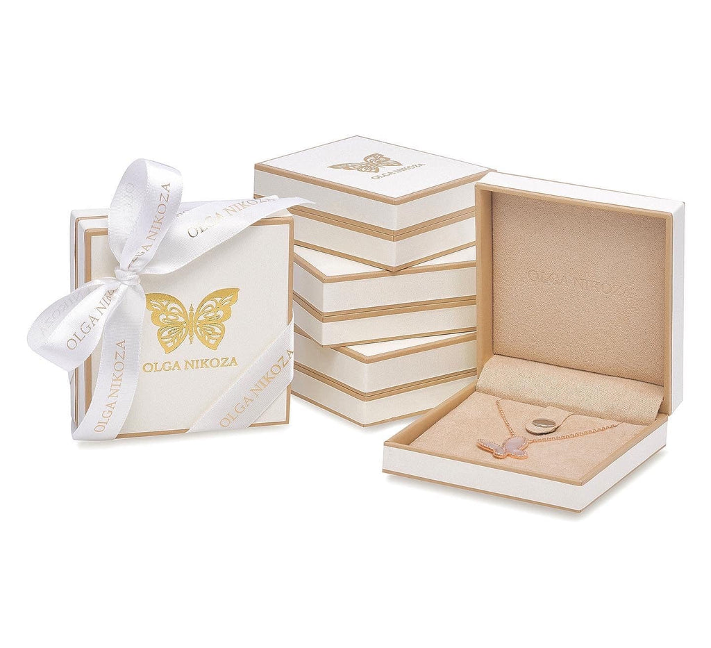 Mother of Pearl w/ 18k Gold & Cubic Zirconia Butterfly Necklace Jewelry