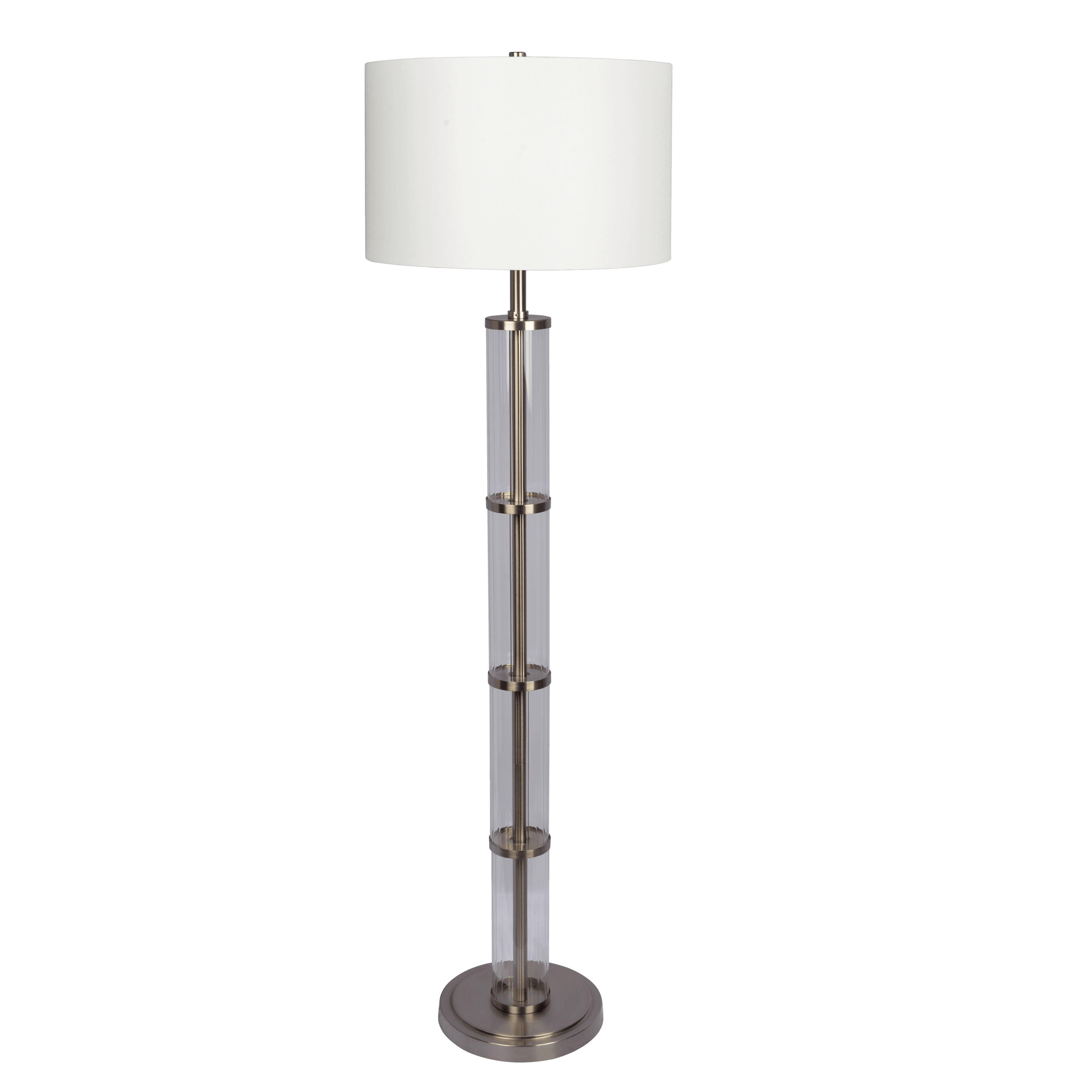 Nimbus Brushed Nickel Floor Lamp with 3-Way Rotary Switch Clear Glass 