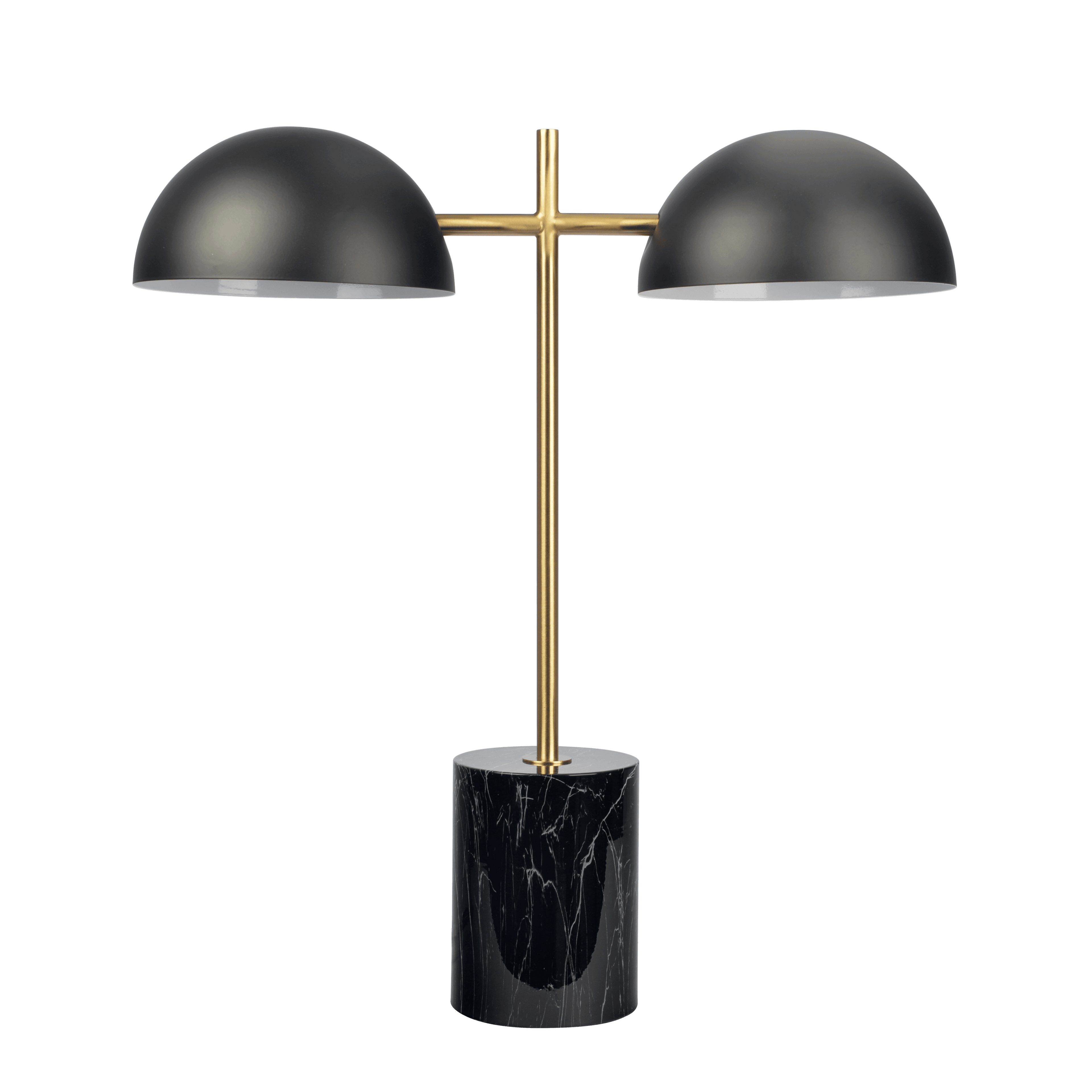 Nova Hydro Black Table Lamp with On/Off Switch Double Lamp with Faux M
